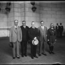 Taken the following year, 1929, as President Coolidge steps aside from the Presidency, Colonel Starling and Everett Sanders stand with their Chief one last time as the Coolidge years come to a close.