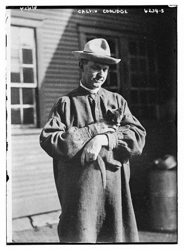 Coolidge with one of his cats at the Homestead in Plymouth. 