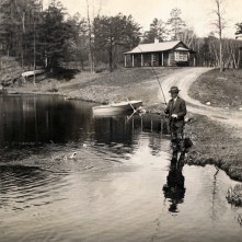 The President fishing next to the Cabin on the Brule River, Wisconsin, summer of 1928