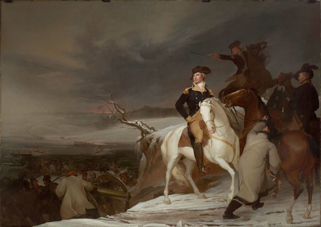 Washington plans the attack in Thomas Sully's 1819 rendition, "Passage of the Delaware."