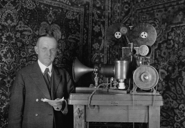 Calvin Coolidge with Pallophotophone