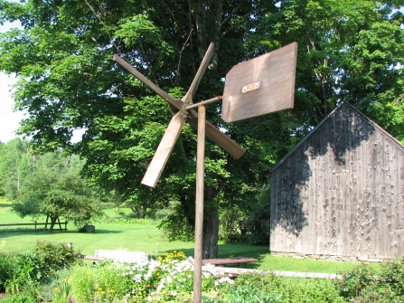 A reproduction of the weather vane constructed by the Coolidge's youngest son, Calvin Jr., before his untimely death at age 16 in 1924. It was taken down by Grace Coolidge after the young boy's body was laid to rest at the cemetery while a spruce from the lime kiln lot was dug up and prepared for transplanting on the South Lawn of the White House upon their return that July of 1924.
