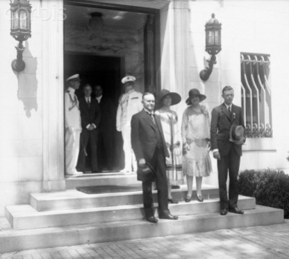 11 Jun 1927, President and Mrs. Calvin Coolidge are shown with Colonel Charles Lindbergh and mother at the Patterson House on DuPont Circle in Washington, D. C.,by © Bettmann/CORBIS