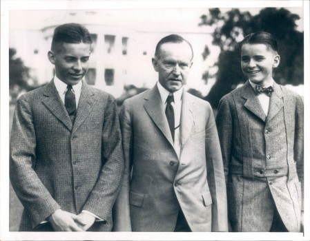 The Coolidge boys enjoy a joke from their father.