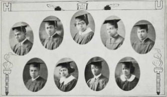 Graduating Class (1924): Top-Joseph Dodson, Charles Dorsey, Corese Eaton, William Edelin, John Edwards; Bottom-Joseph Elliot, Marie Estelle, D. Vincent Estill, Mabel Frey