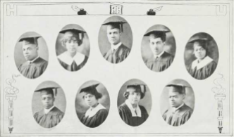 Graduating Class (1924): Top-A. Crofton Gilbert, Dorothy Gillam, Harold Gray, Melvin Green, Mae Lee Hardie; Bottom-Charles Harris, Alpha Hayes, Edna Hoffman, J. Albert Holmes