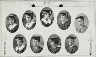 Graduating Class (1924): Top-Joanna Houston, Julia Hubbard, Nellie Hubert, Wilson Inborden, Dewey Jackson; Bottom-Pamella Jackson, J. Edward Joice, Jr., Martha Jones, Hernon Jones