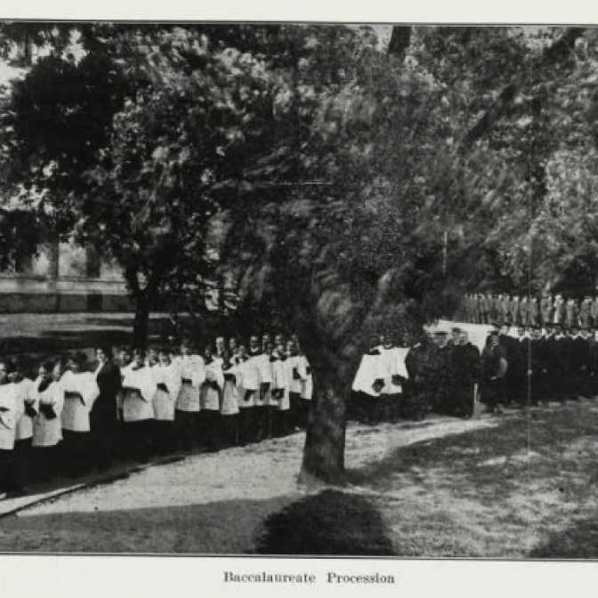 Howard University procession of baccalaureate graduates, 1924.
