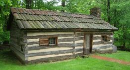 Replica of the log cabin in which Garfield was born, Moreland Hills, Ohio.