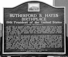 The new plaque to Hayes in Delaware, Ohio.