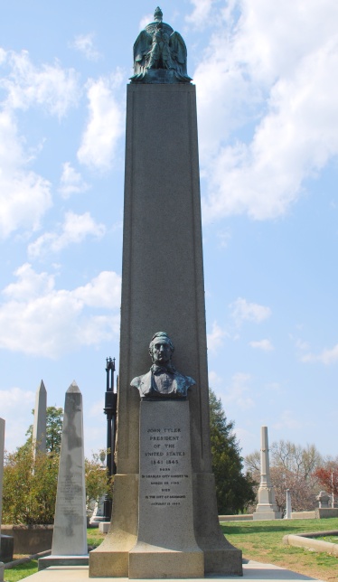 President Tyler's commanding marker in Hollywood Cemetery, Richmond.