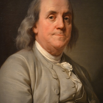 Benjamin Franklin, "First American," originally born in Boston.