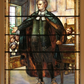 Thomas Hooker, minister-statesman, author of the first constitution for Connecticut, the Fundamental Orders providing a democratic system of representative government, where citizenship was not merely a bundle of rights but an interlocking framework of duties and obligations to God and each other.